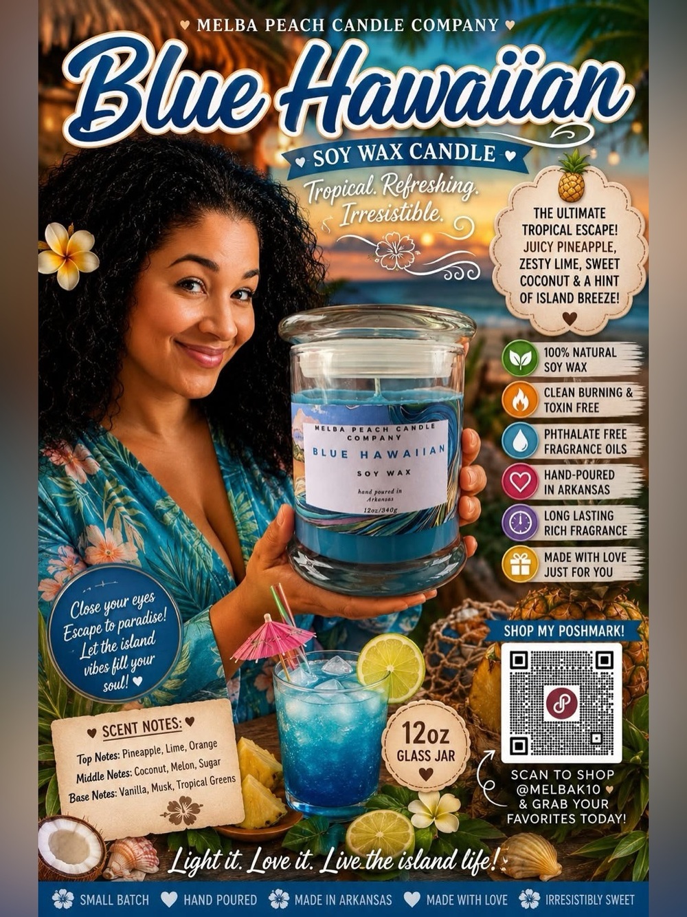 Blue Hawaiian Scented Candle 12oz
